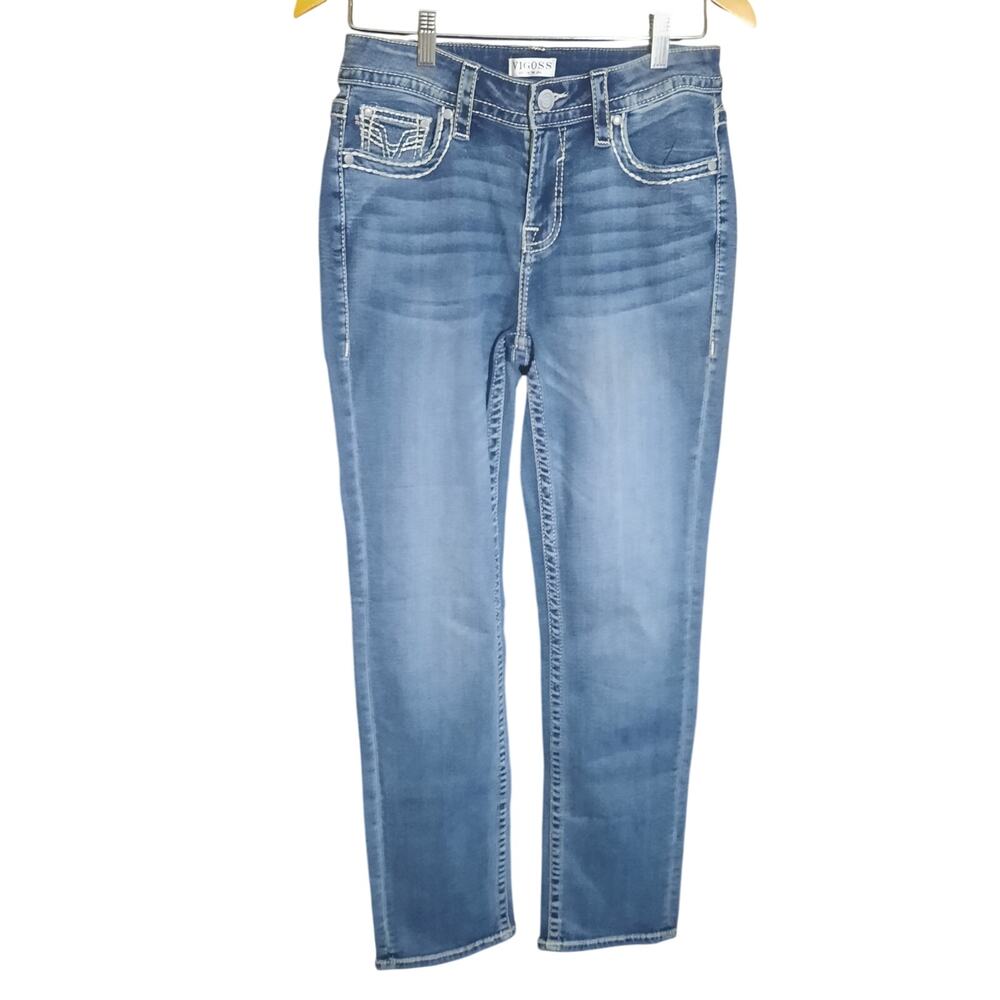 Vigoss Womens Mid-Rise Straight Med Wash Jeans Size 8